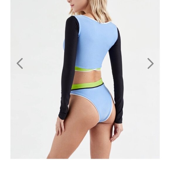 NWT OneOne Swimwear Bikini Set Hawaii Karen Paulina Long Sleeve High Waist NEW - Picture 10 of 12